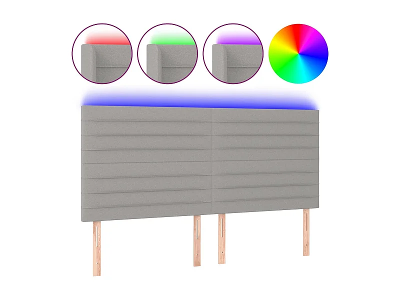 Testiera | Testata del letto a LED Grigio Chiaro 200x5x118/128 cm in Tessuto