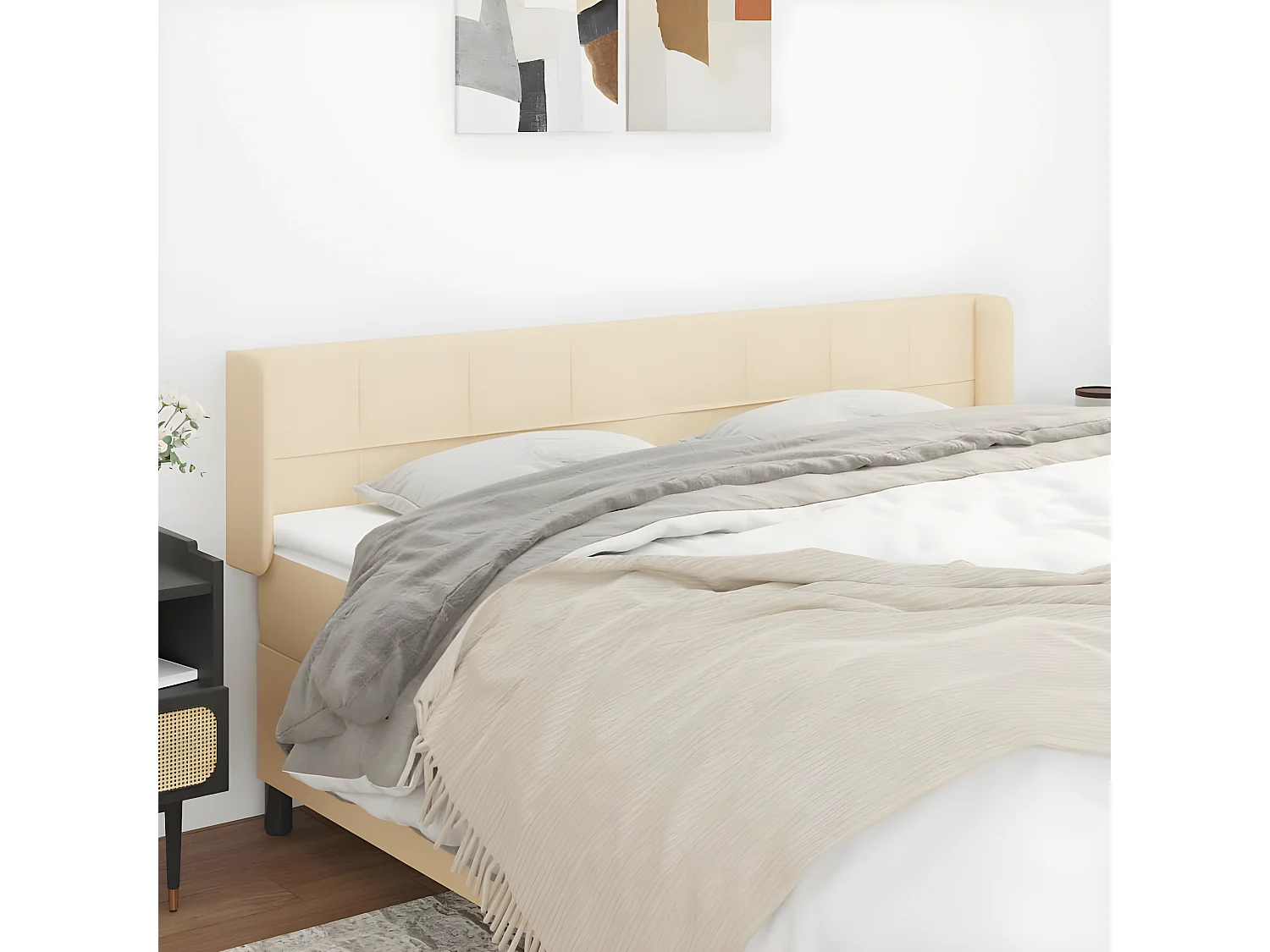 Cabecero de tela color crema 163x16x78/88 cm ES35508