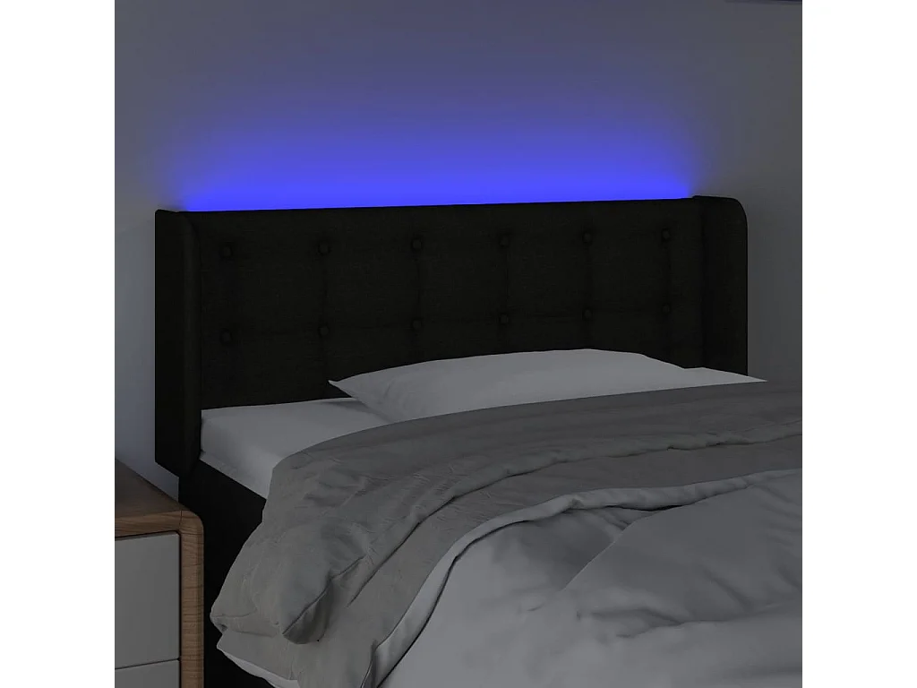 Testiera | Testata del letto a LED Nera 83x16x78/88 cm in Tessuto