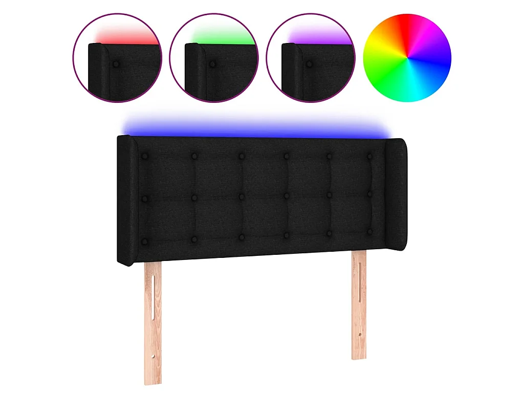 Testiera | Testata del letto a LED Nera 83x16x78/88 cm in Tessuto