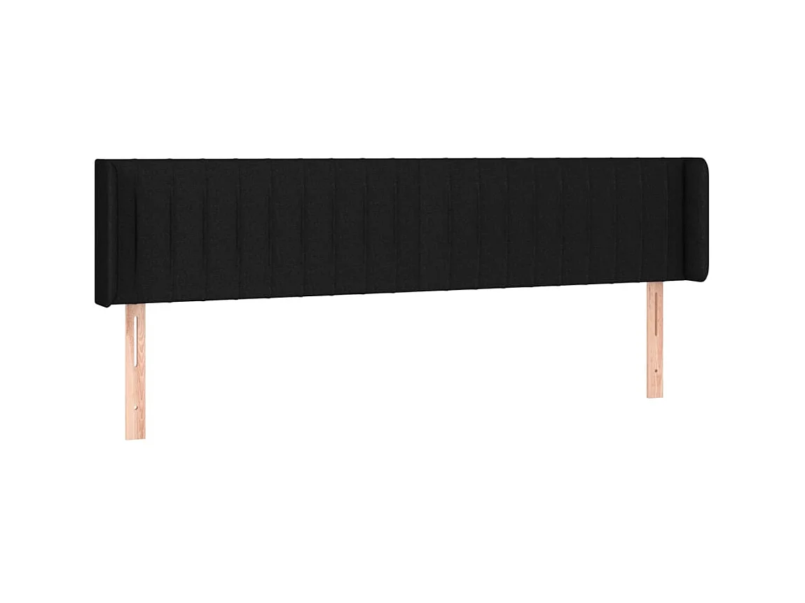 Testiera | Testata del letto ad Orecchio Nera 163x16x78/88 cm in Tessuto