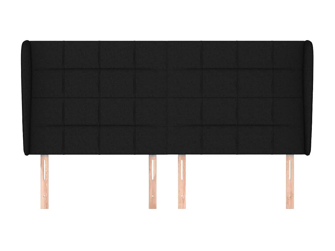 Cabecero con orejas de tela negro 163x23x118/128 cm ES76440