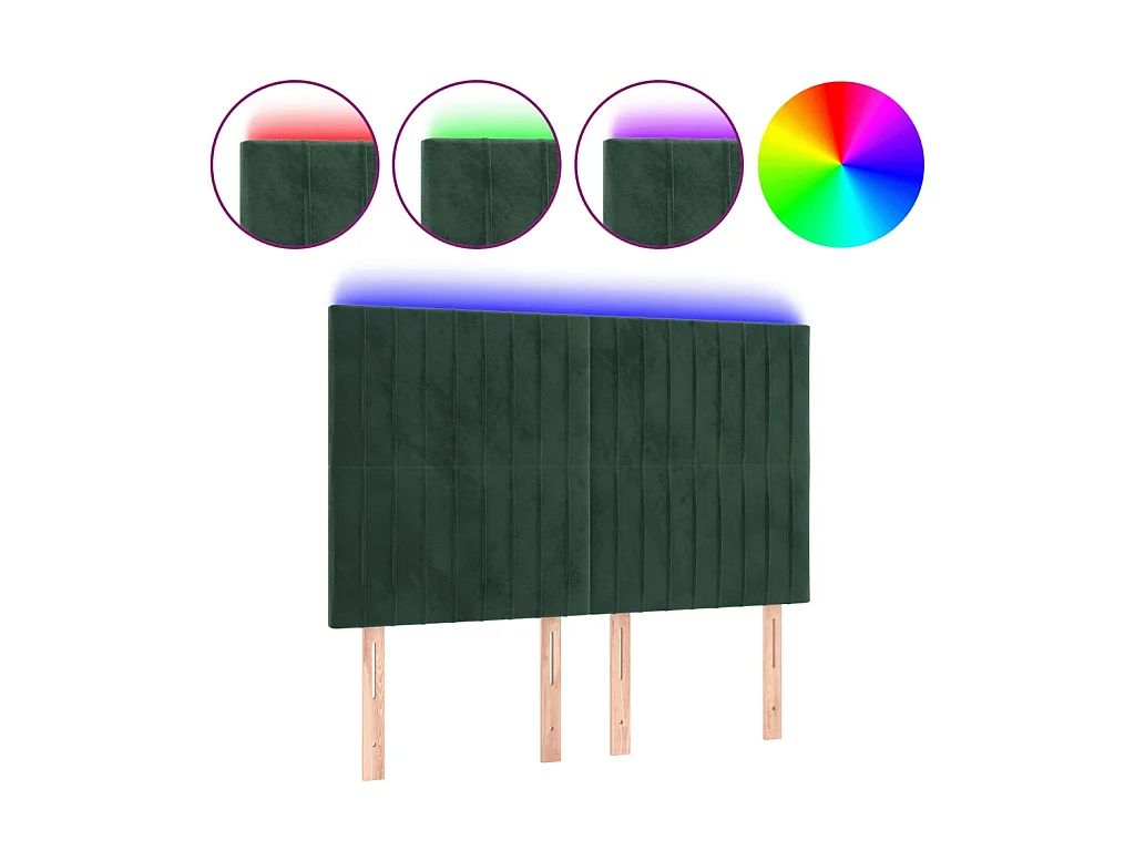 Tête de lit à LED Vert foncé 144x5x118/128 cm Velours POI29569 BonneVie Meuble