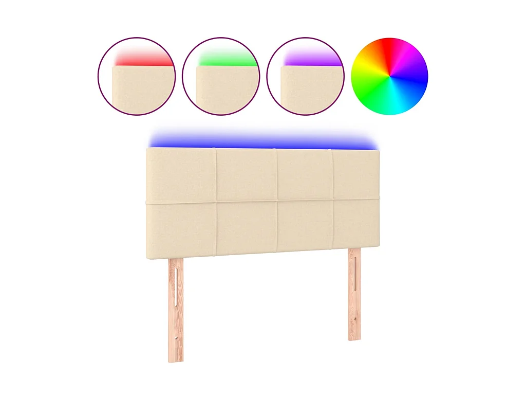 Testiera | Testata del letto a LED Crema 90x5x78/88 cm in Tessuto