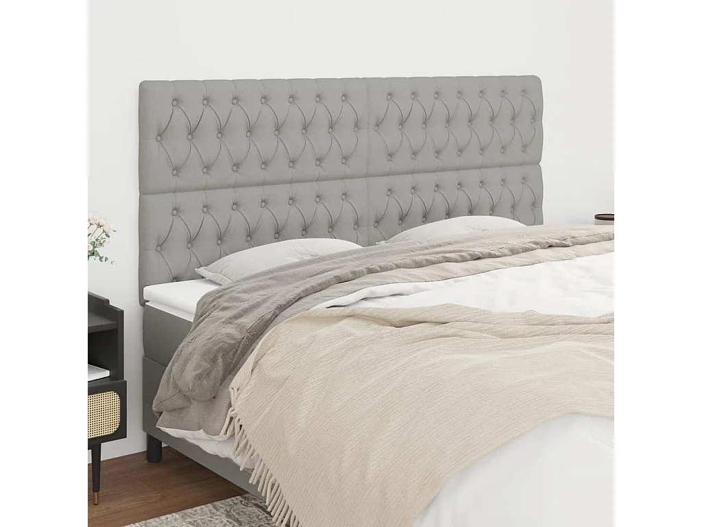 Têtes de lit 4 pcs Gris clair 100x7x78/88 cm Tissu POI48078 BonneVie Meuble