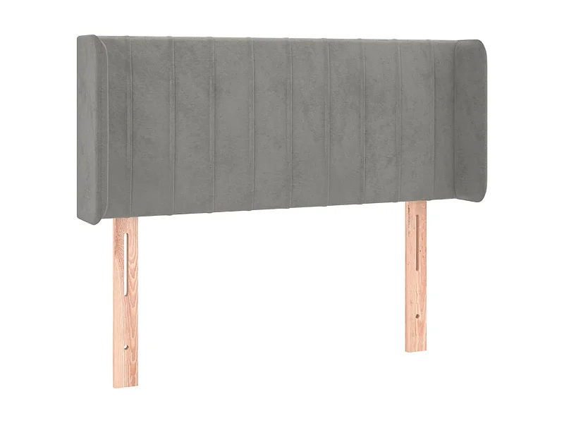 Tête de lit avec oreilles Gris clair 93x16x78/88 cm Velours POI69163 BonneVie Meuble