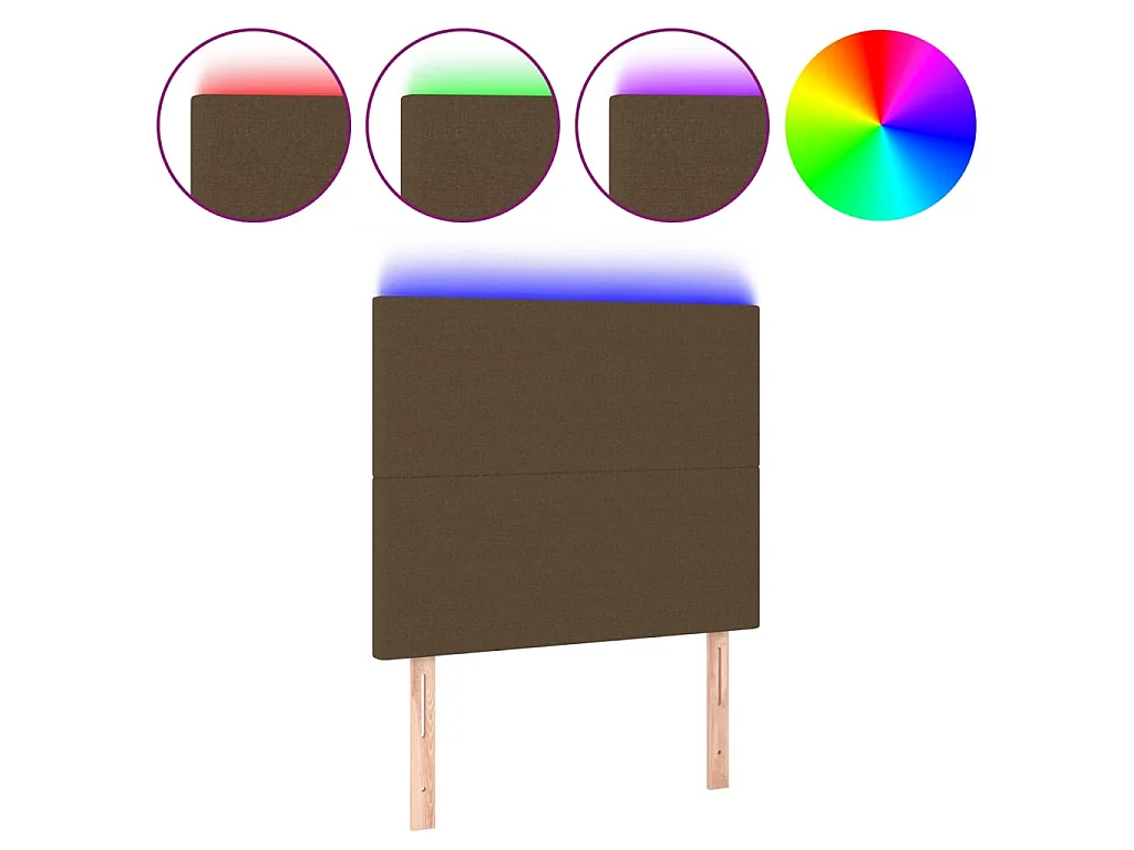 Tête de lit à LED Marron foncé 90x5x118/128 cm Tissu POI68654 BonneVie Meuble