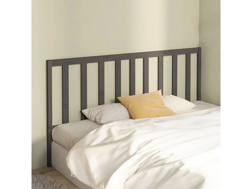 Tête de lit Gris 206x4x100 cm Bois massif de pin POI61587 BonneVie Meuble