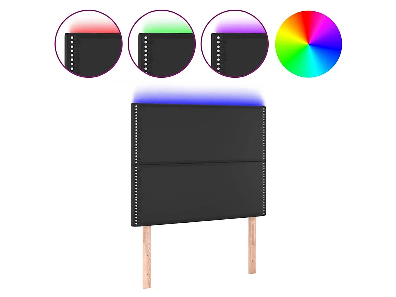 Hoofdbord LED 90x5x118/128 cm kunstleer zwart NL171983