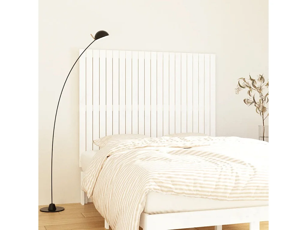 Tête de lit murale Blanc 140x3x110 cm Bois massif de pin POI74862 BonneVie Meuble