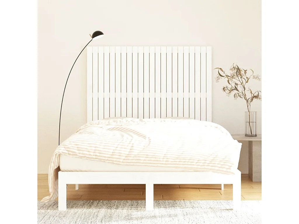Tête de lit murale Blanc 140x3x110 cm Bois massif de pin POI74862 BonneVie Meuble