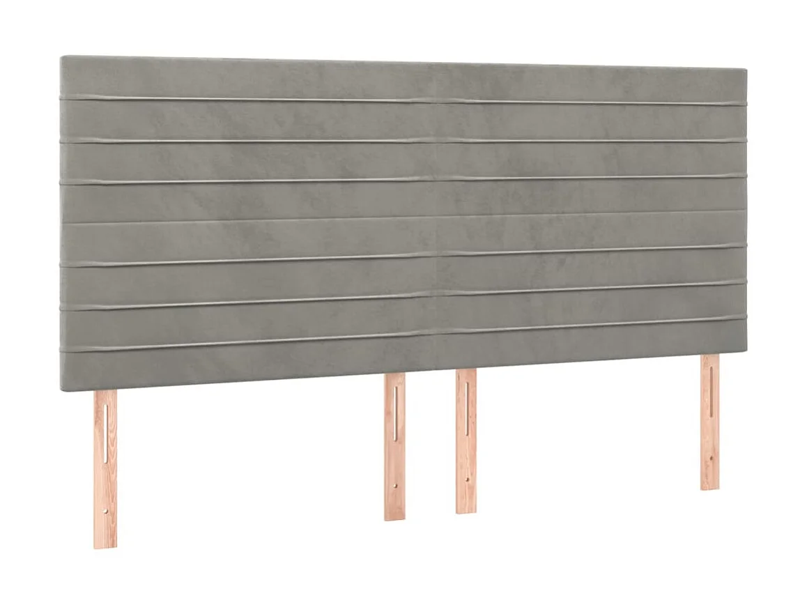 Tête de lit à LED Gris clair 160x5x118/128 cm Velours POI33638 BonneVie Meuble
