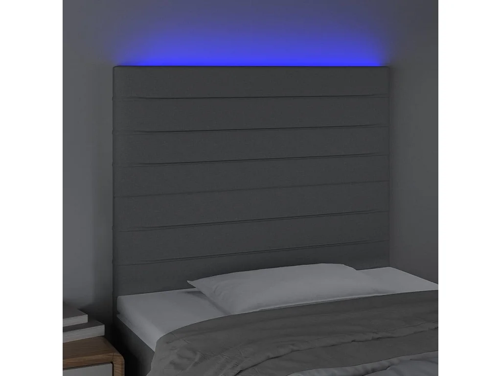 Cabecero con luces LED tela gris claro 90x5x118/128 cm ES77914