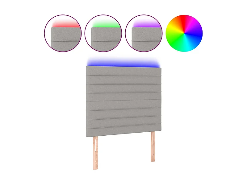 Cabecero con luces LED tela gris claro 90x5x118/128 cm ES77914