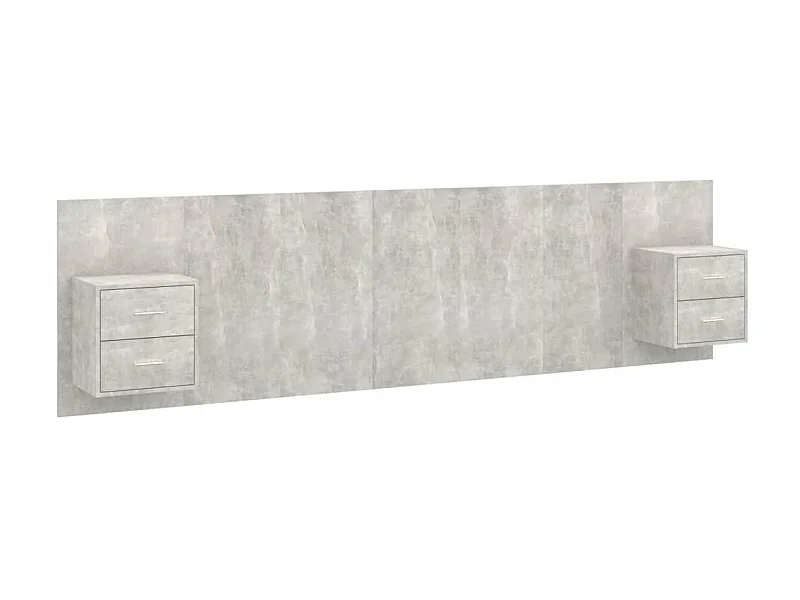 Kopfteil,Bettkopfteil mit Nachttischen Betongrau Holzwerkstoff -gkd594652