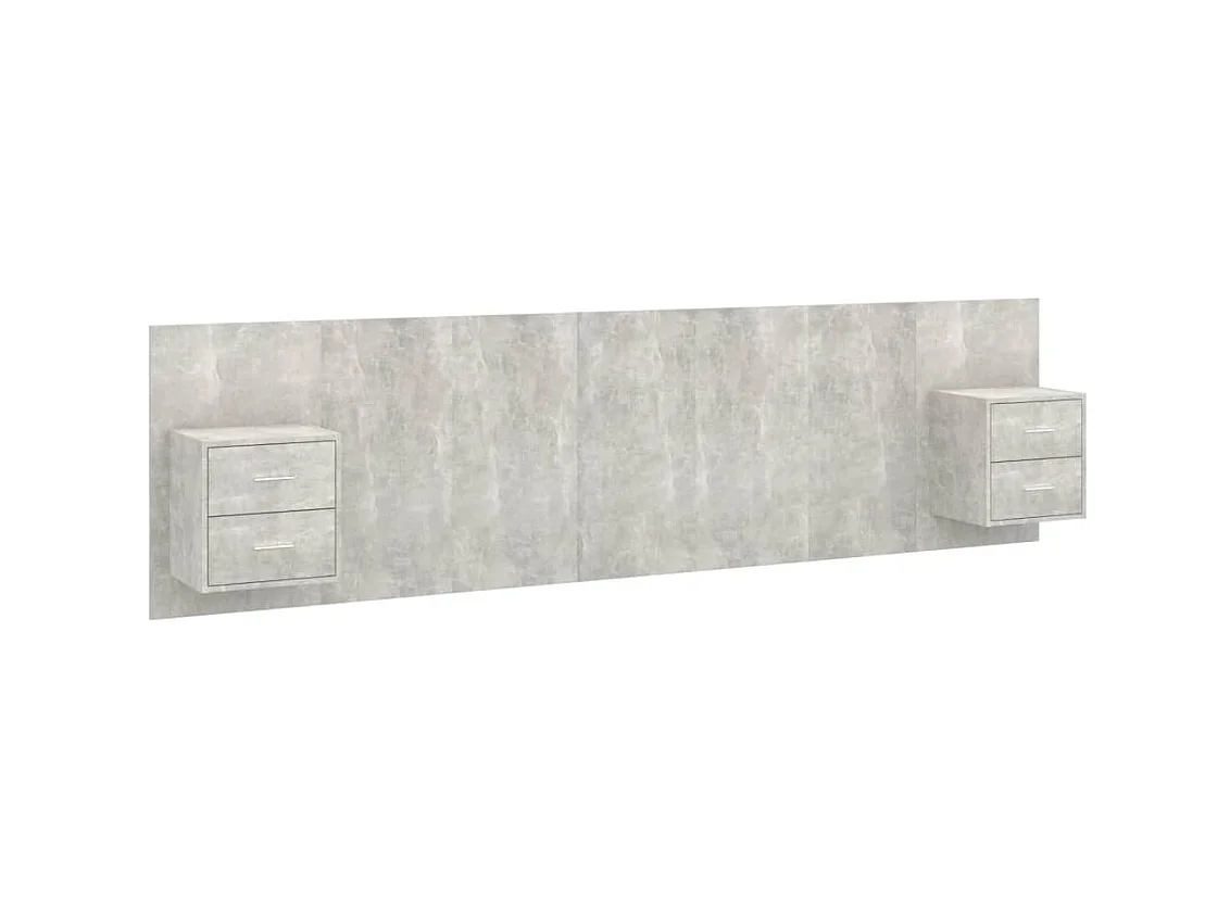 Tête de lit avec armoires Gris béton Bois d'ingénierie POI90657 BonneVie Meuble