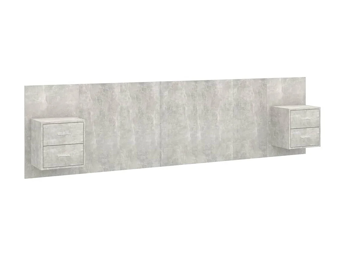 Tête de lit avec armoires Gris béton Bois d'ingénierie POI90657 BonneVie Meuble