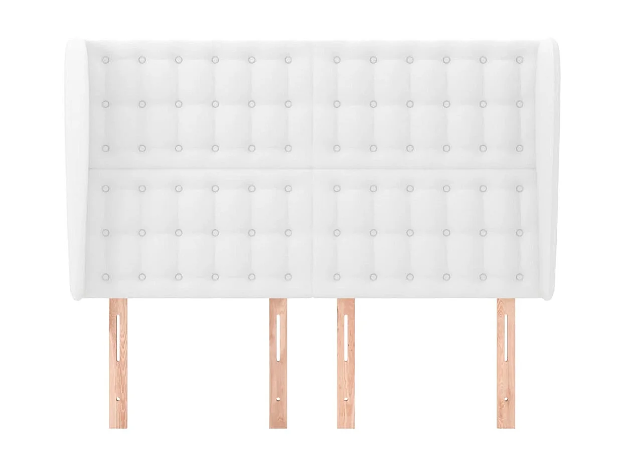 Cabeceira cama c/ abas couro artificial 147x23x118/128cm branco PT270193