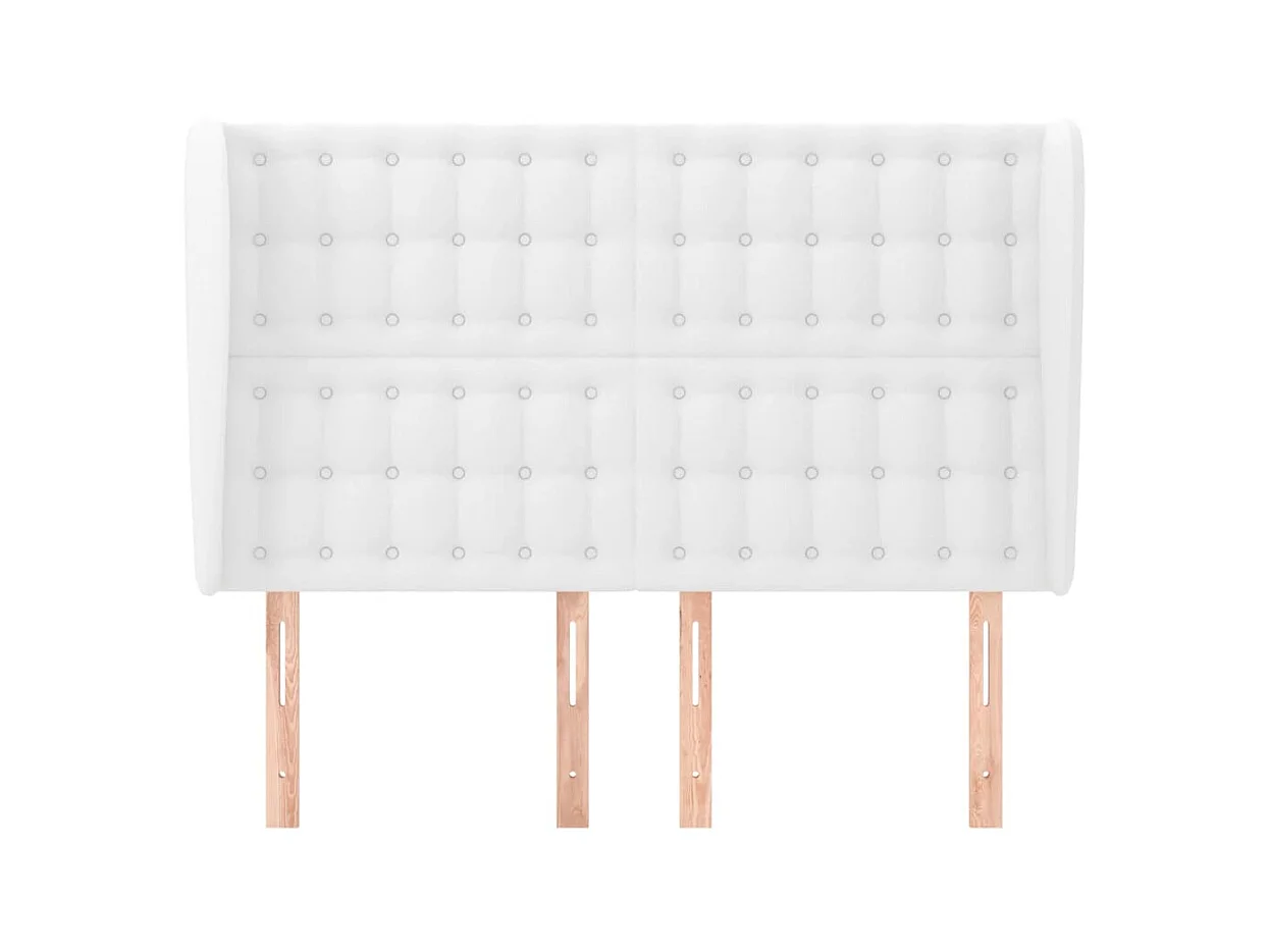 Kopfteil,Bettkopfteil mit Ohren Weiß 147x23x118/128 cm Kunstleder -gkd138755