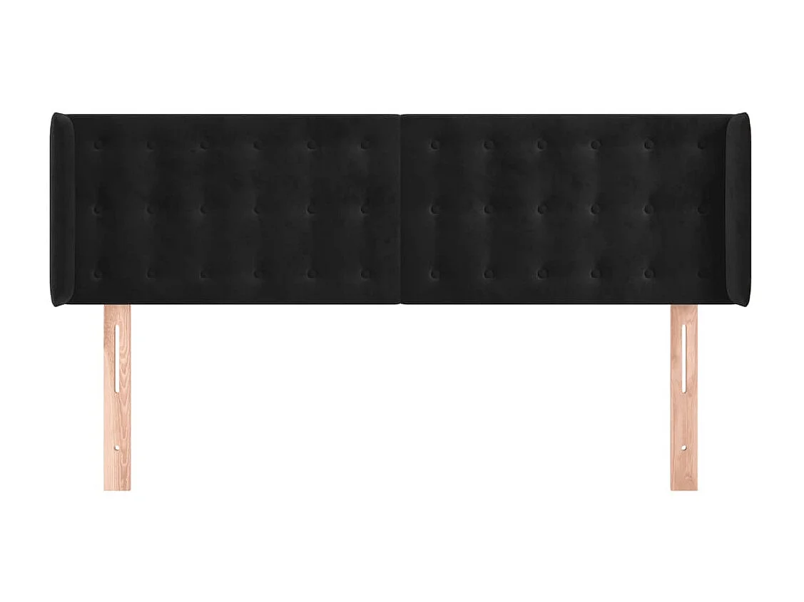 Kopfteil,Bettkopfteil mit Ohren Schwarz 147x16x78/88 cm Samt -gkd483040