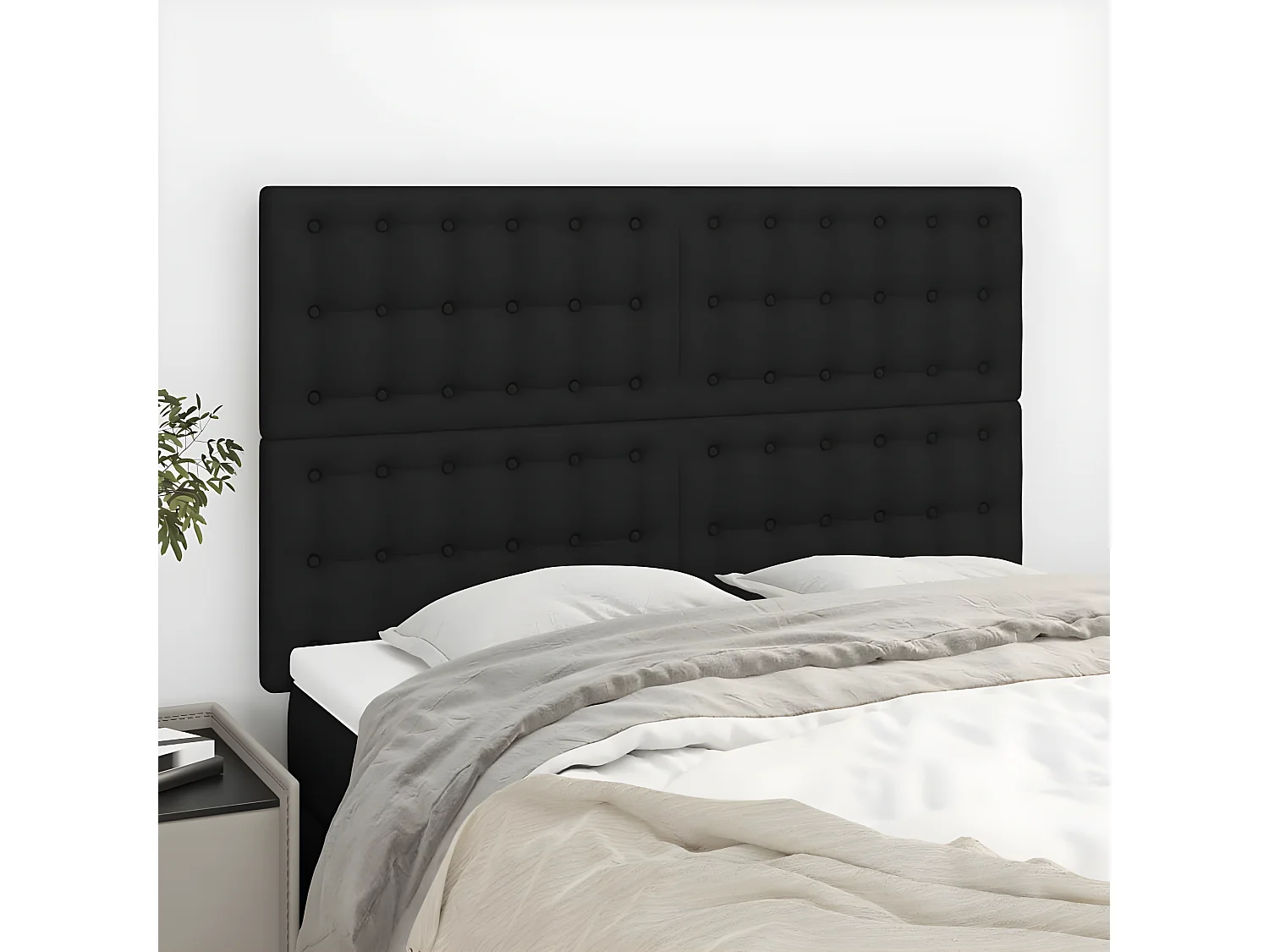 Cabeceira de cama 4 pcs tecido 72x5x78/88 cm preto PT745052