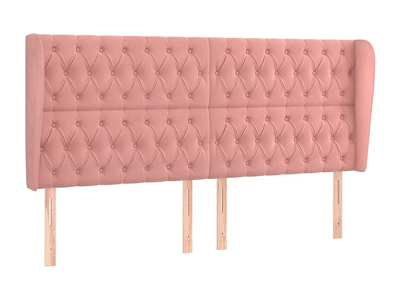 Tête de lit avec oreilles Rose 203x23x118/128 cm Velours POI38376 BonneVie Meuble