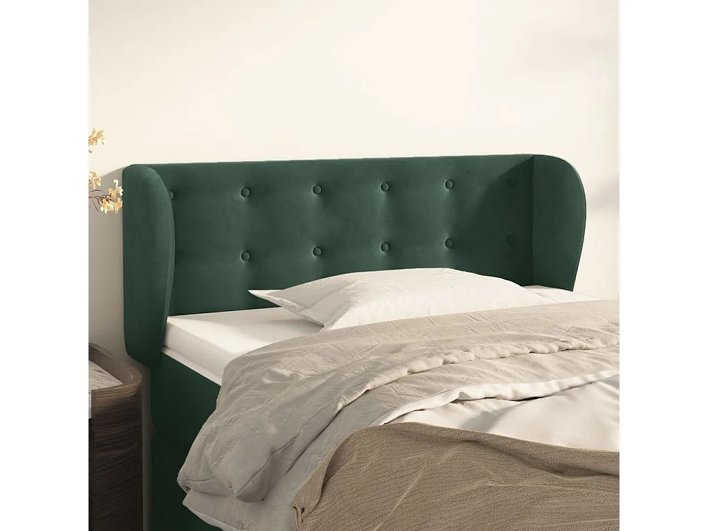 Cabeceira de cama c/ abas veludo 83x23x78/88cm verde-escuro PT336352