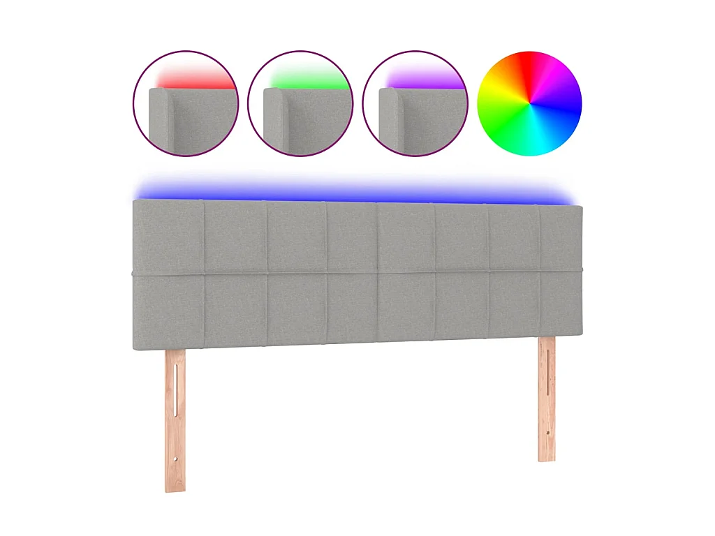 Testiera | Testata del letto a LED Grigio Chiaro 144x5x78/88 cm in Tessuto