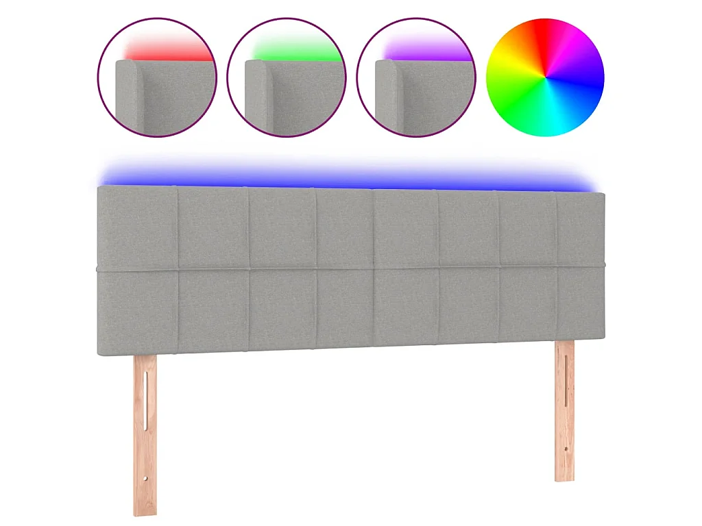 Tête de lit à LED Gris clair 144x5x78/88 cm Tissu POI71533 BonneVie Meuble