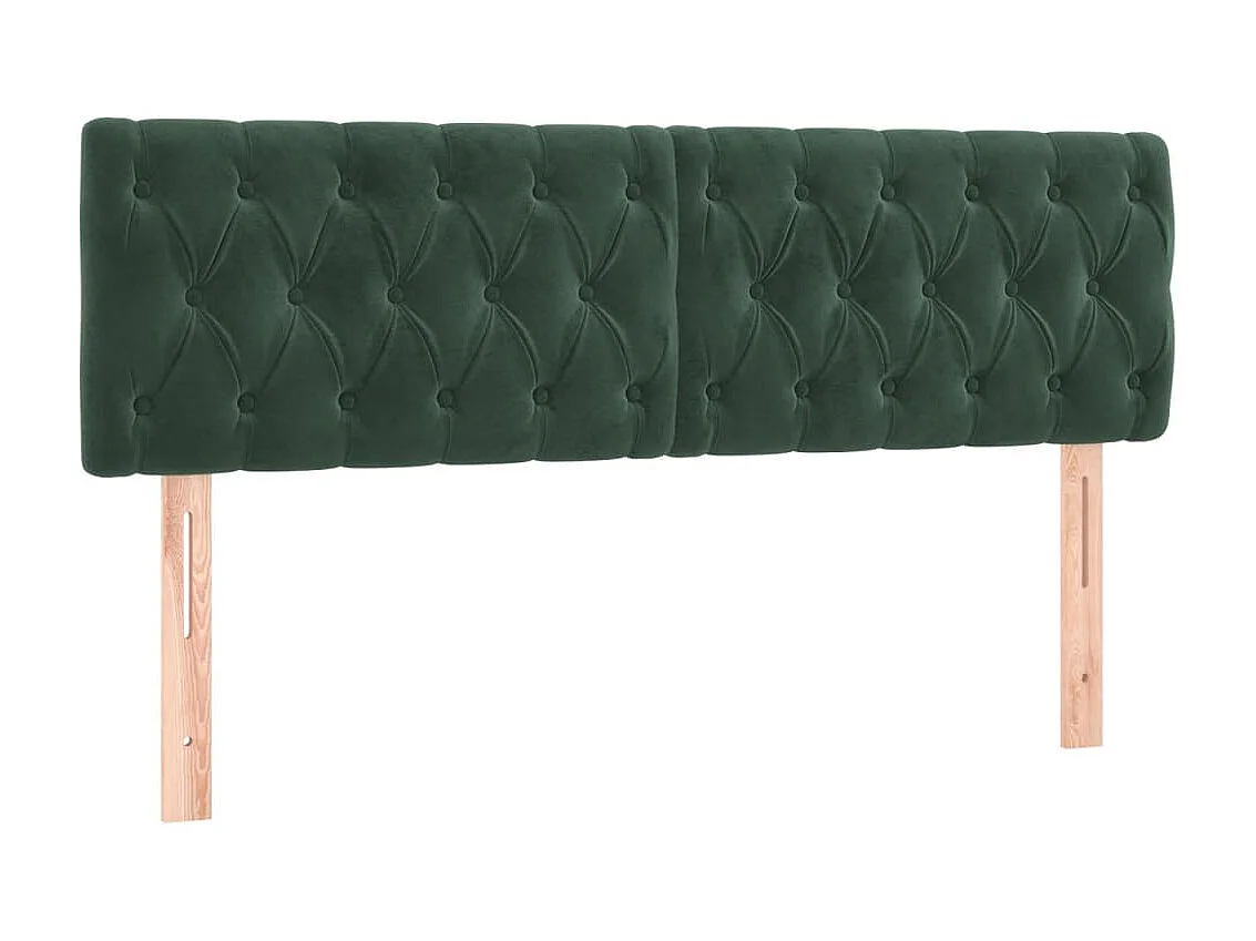 Cabeceira de cama c/luzes LED veludo 144x7x78/88cm verde-escuro PT544479