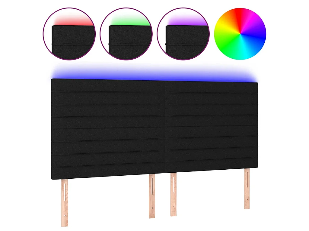 Tête de lit à LED Noir 180x5x118/128 cm Tissu POI37921 BonneVie Meuble