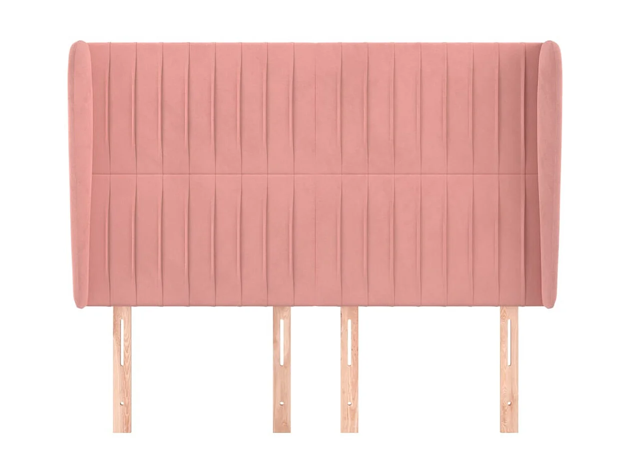 Cabecero con orejas de terciopelo rosa 147x23x118/128 cm ES33495