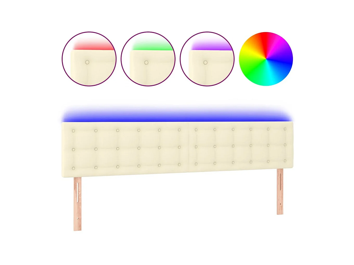 Tête de lit à LED Crème 200x5x78/88 cm Similicuir POI59679 BonneVie Meuble