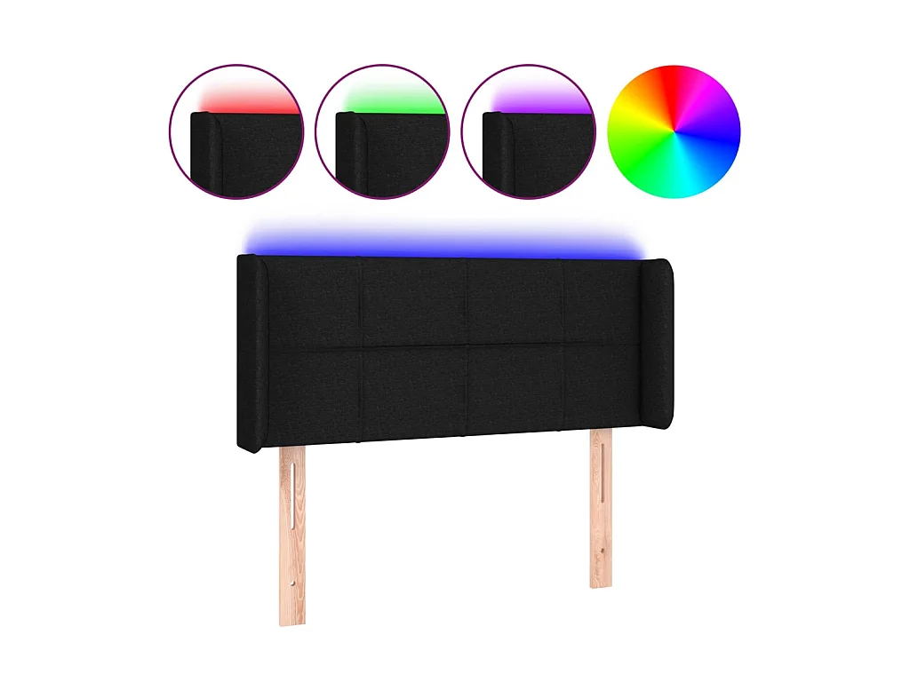 Tête de lit à LED Noir 103x16x78/88 cm Tissu POI38313 BonneVie Meuble