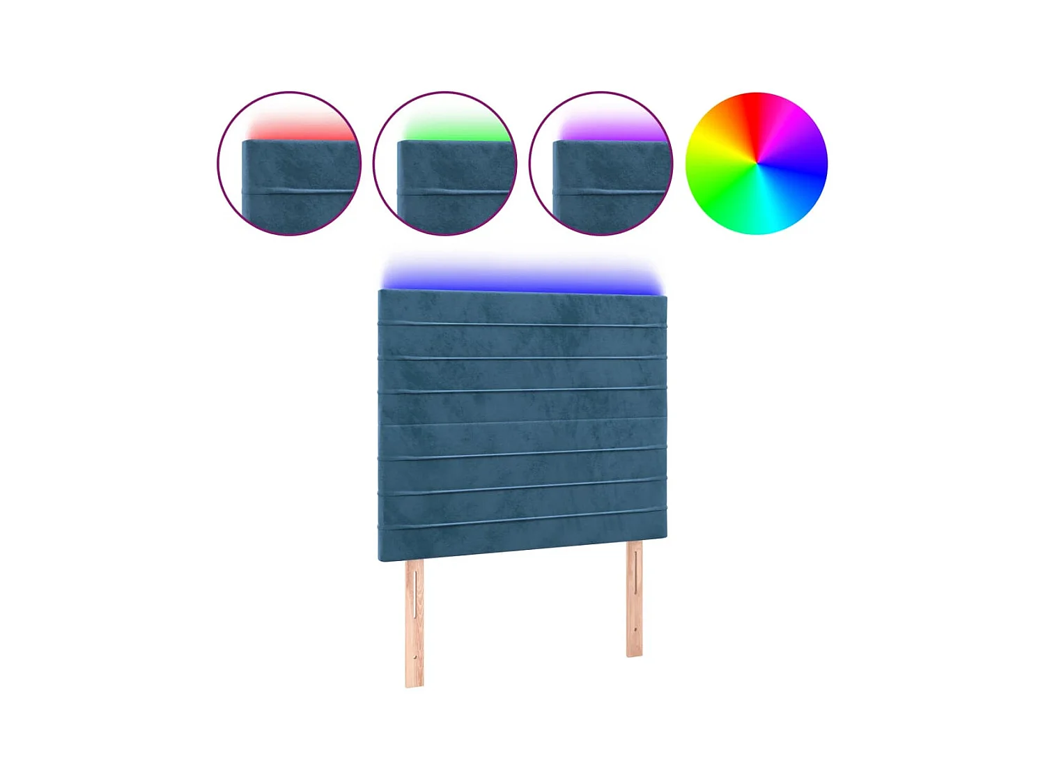 Tête de lit à LED Bleu foncé 90x5x118/128 cm Velours POI72272 BonneVie Meuble
