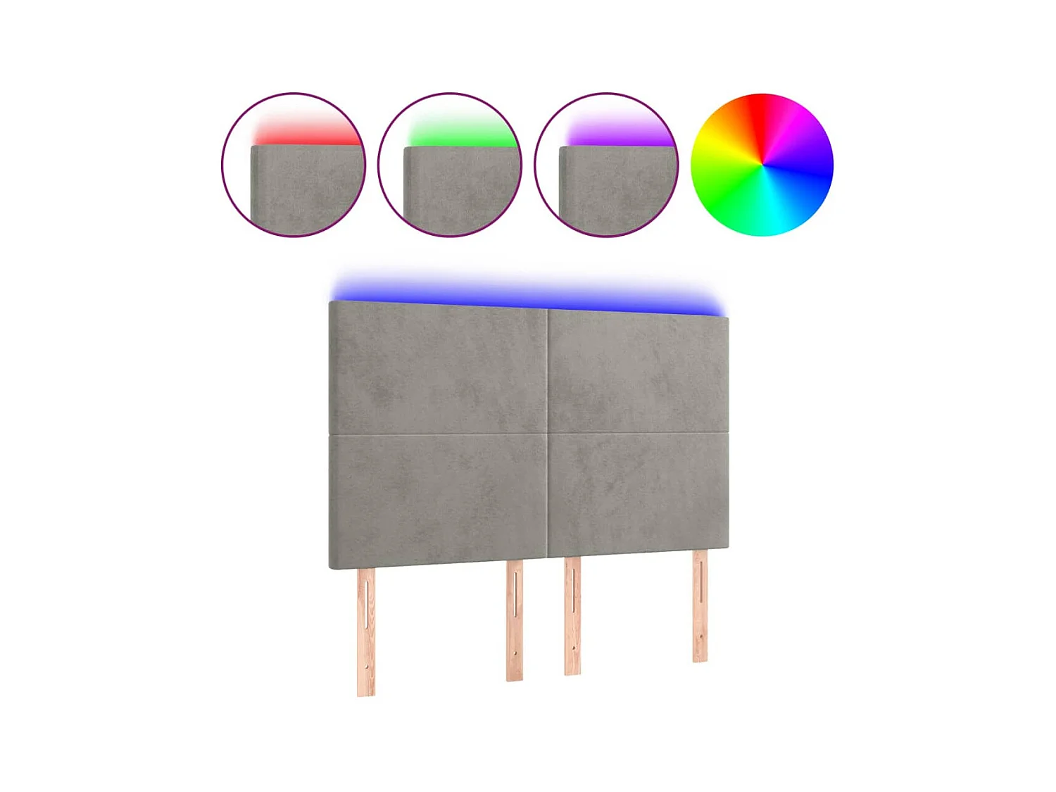 LED Kopfteil,Bettkopfteil Hellgrau 144x5x118/128 cm Samt -gkd413525
