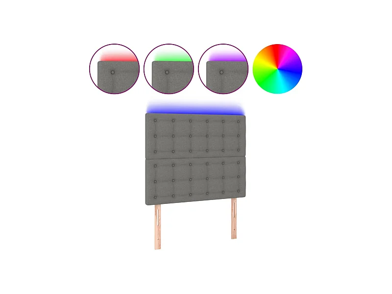 LED Kopfteil,Bettkopfteil Dunkelgrau 90x5x118/128 cm Stoff -gkd890548