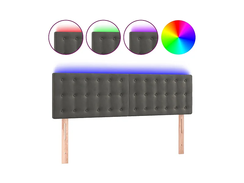 LED Kopfteil,Bettkopfteil Dunkelgrau 144x5x78/88 cm Samt -gkd69349