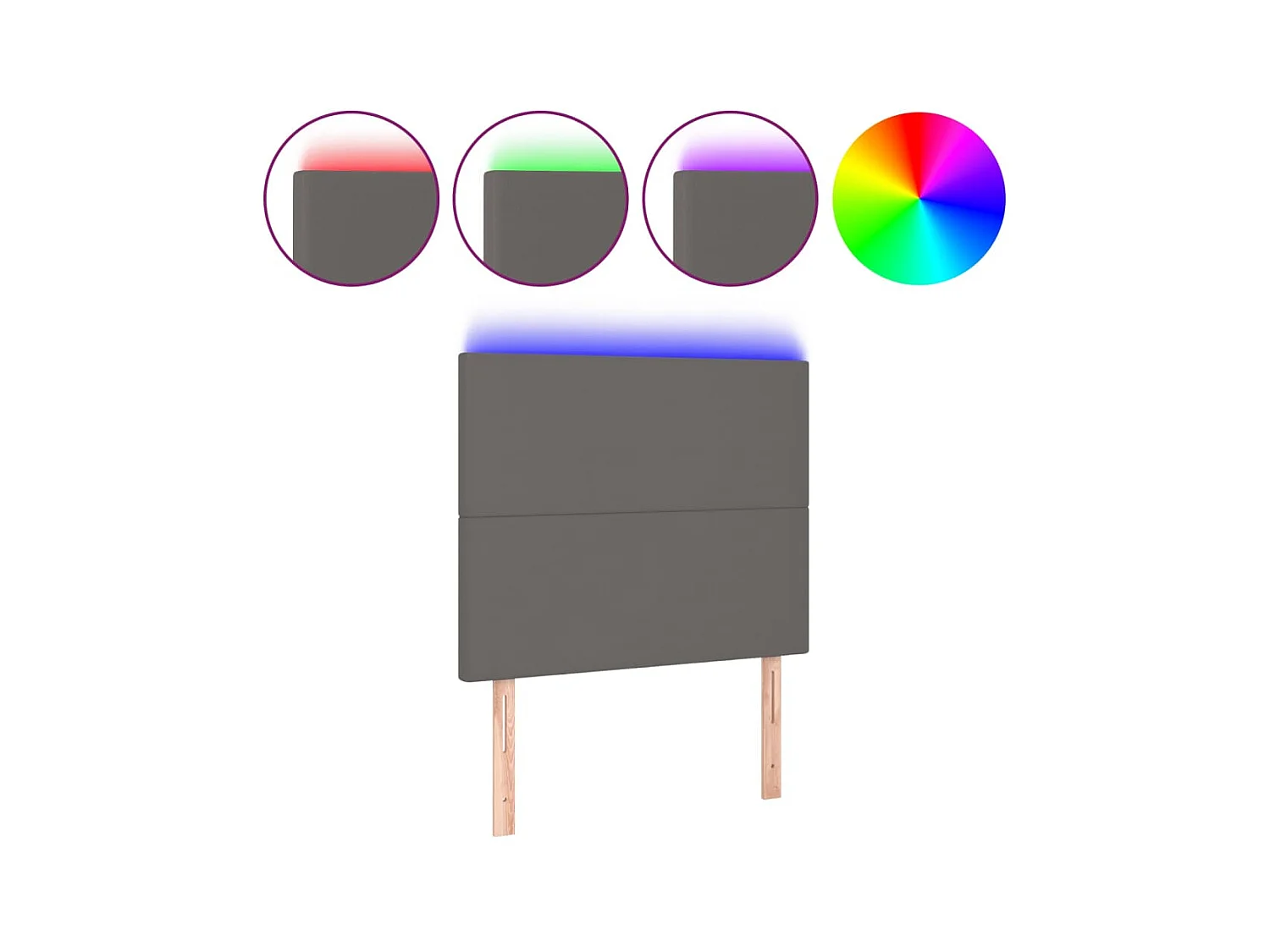 Tête de lit à LED Gris 80x5x118/128 cm Similicuir POI21659 BonneVie Meuble