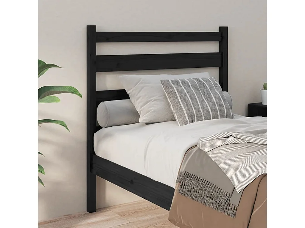 Cabeceira de cama 81x4x100 cm pinho maciço preto PT416219