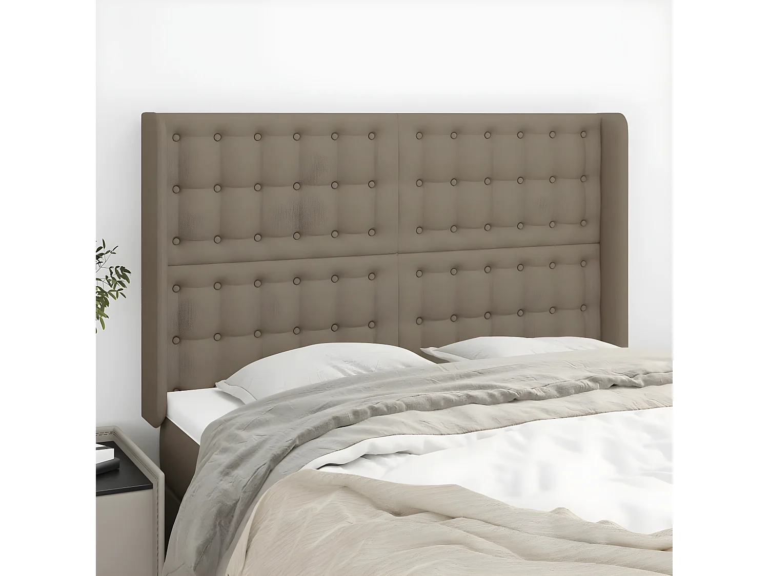 Kopfteil,Bettkopfteil mit Ohren Taupe 147x16x118/128 cm Stoff -gkd913062