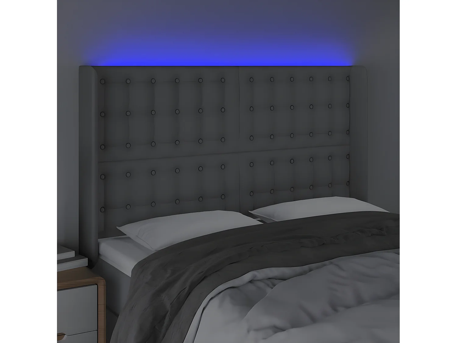 Tête de lit à LED Gris clair 147x16x118,128 cm Tissu LKC81916 BonneVie Meuble