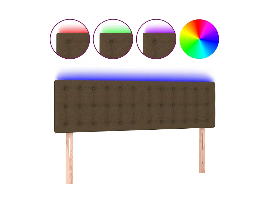 Tête de lit à LED Marron Foncé 144x5x78/88 cm Tissu POI49554 BonneVie Meuble