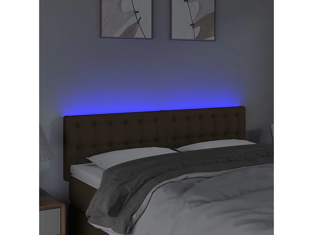 Hoofdbord LED 144x5x78/88 cm stof donkerbruin NL384017