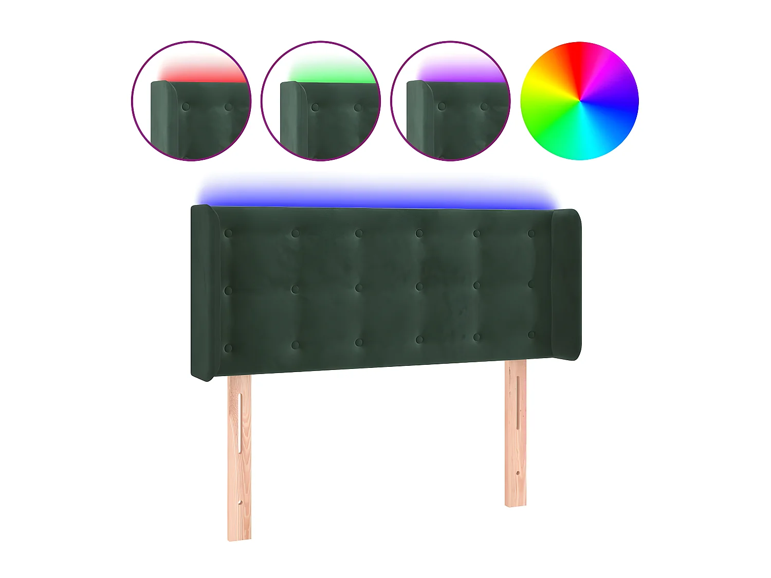 Tête de lit à LED Vert foncé 83x16x78,88 cm Velours LKC51071 BonneVie Meuble