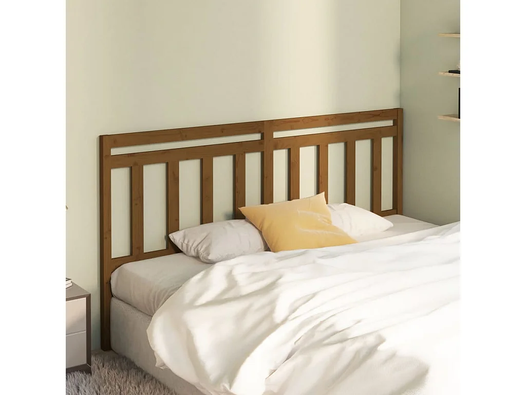 Tête de lit Marron miel 186x4x100 cm Bois massif de pin POI99016 BonneVie Meuble