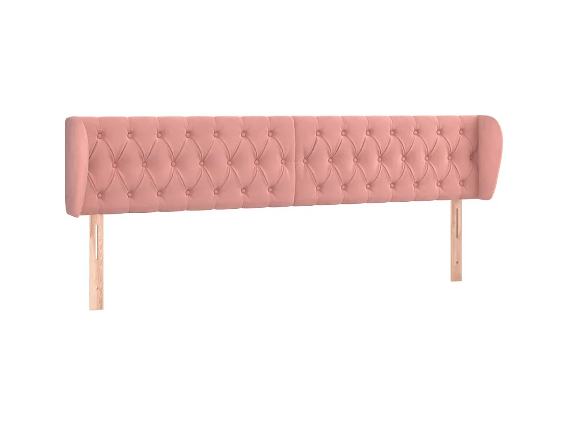 Tête de lit avec oreilles Rose 203x23x78/88 cm Velours POI17149 BonneVie Meuble