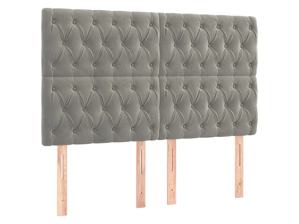 Tête de lit à LED Gris clair 144x7x118/128 cm Velours POI39757 BonneVie Meuble