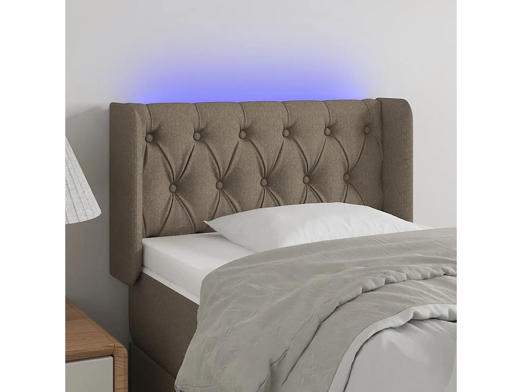 Cabecero con LED de tela gris taupe 83x16x78/88 cm ES72563