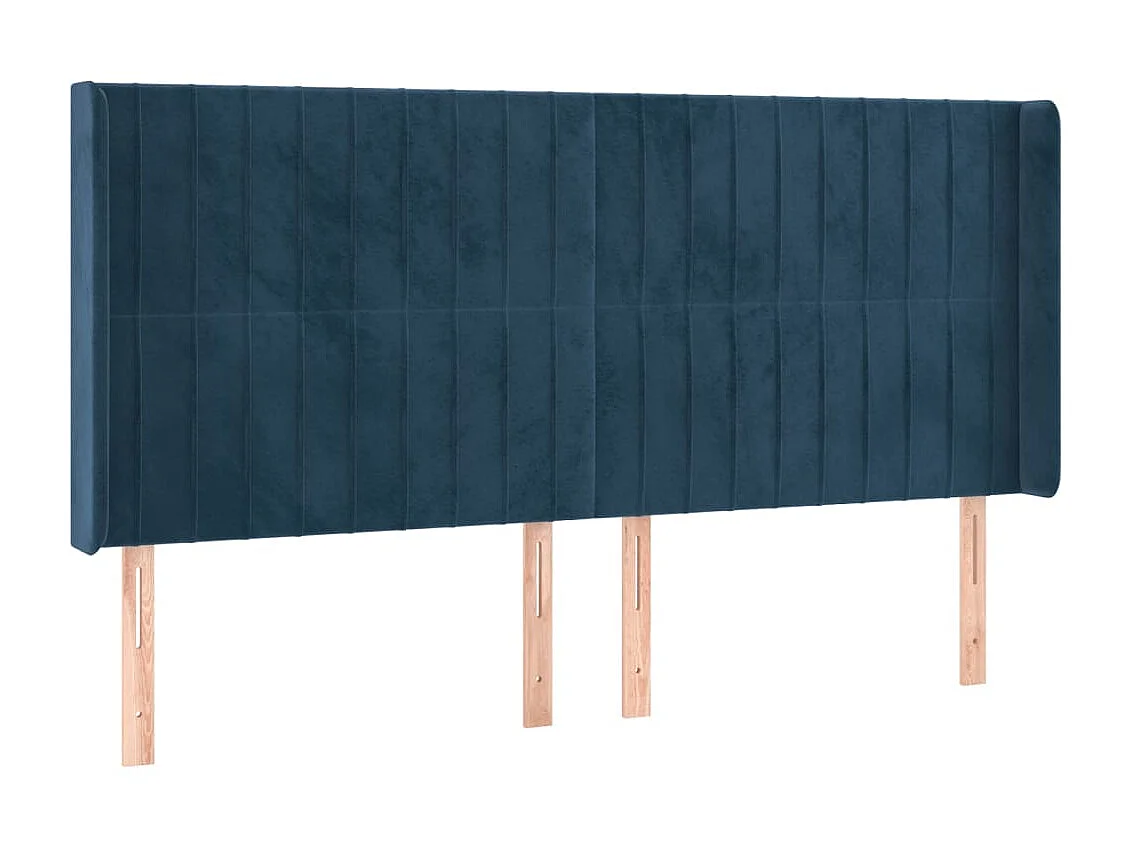 Cabecero con orejas de terciopelo azul oscuro 163x16x118/128 cm ES31987